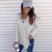 Popular Solid V-Neck Loose Top T-shirt OM8735