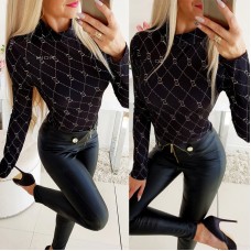 Women's Cross border Fit Slim Print T-shirt Top