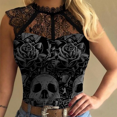 Lace collar skull vest HF2117-03-01 Lace collar skull vest HF2117-03-01