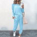 women's clothing popular loose solid color long sleeve casual suit OM9126