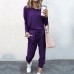 women's clothing popular loose solid color long sleeve casual suit OM9126