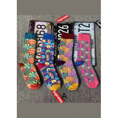 Handmade Colorful shells Print Cotton Crew Socks Handmade Colorful shells Print Cotton Crew Socks