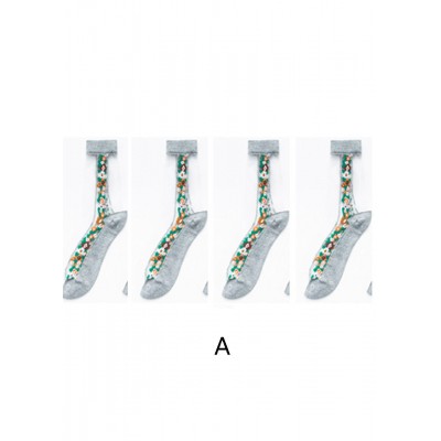 Boutique Floral Jacquard Sheer Mesh socks Mid Calf Socks Boutique Floral Jacquard Sheer Mesh socks Mid Calf Socks