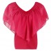 women's popular chiffon bat sleeve splicing T-shirt top
