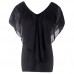 women's popular chiffon bat sleeve splicing T-shirt top