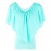 women's popular chiffon bat sleeve splicing T-shirt top