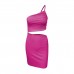 female summer number, one shoulder drawstring dress