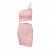 female summer number, one shoulder drawstring dress
