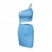 female summer number, one shoulder drawstring dress