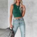 Fashion Solid Round Neck Sleeveless Women's Shirt 