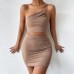 female summer number, one shoulder drawstring dress