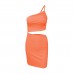 female summer number, one shoulder drawstring dress