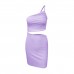 female summer number, one shoulder drawstring dress